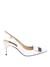 SERGIO ROSSI SR1 WHITE PATENT LEATHER SLINGBACKS