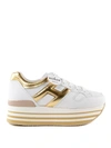 HOGAN MAXI H222 WHITE AND GOLD LEATHER trainers