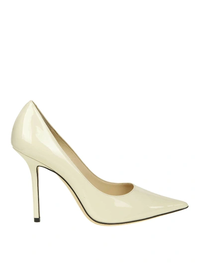 Jimmy Choo Love Linen Patent Leather High Pumps In White