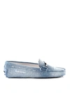 Tod's Double T Gommino Denim Loafers In Light Wash