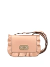RED VALENTINO ROCK RUFFLES NUDE LEATHER CROSS BODY BAG