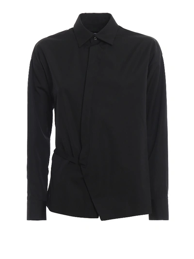 Dsquared2 Logo Band Detailed Wrap Shirt In Black