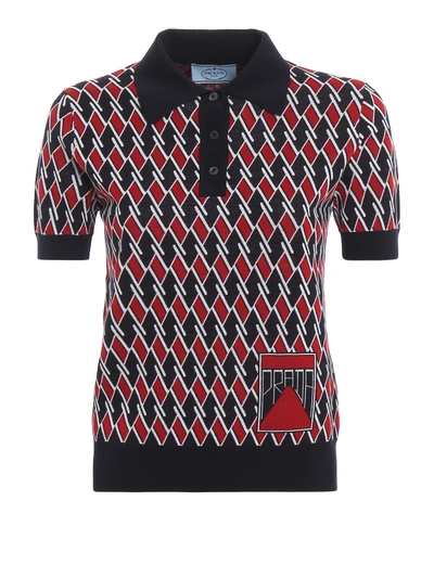 Prada Geometric Polo Shirt In Multicolour