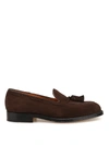 ALDEN SHOE COMPANY BROWN SUEDE TASSEL LOAFERS