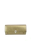 ALEXANDER MCQUEEN GOLD-TONE METALLIC LEATHER SKULL WALLET BAG