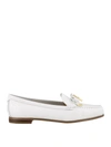 MICHAEL KORS BOW AND PADLOCK DETAILED WHITE LOAFERS
