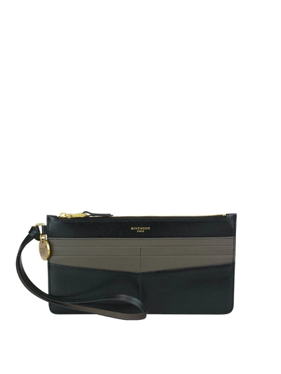 Givenchy Gv3 Two-tone Card Case With Wrist Strap In Black