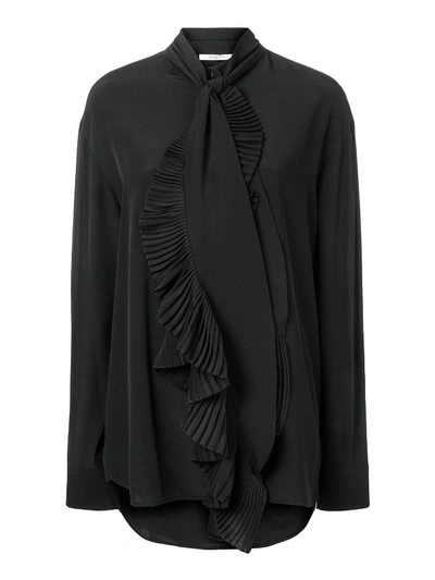 Givenchy Silk Shirt With Detachable Pleated Scarf In Black