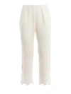 ERMANNO SCERVINO EMBROIDERED LINEN CROPPED TROUSERS