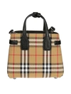 BURBERRY BABY BANNER VINTAGE CHECK AND LEATHER BAG