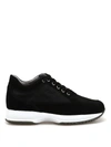 HOGAN INTERACTIVE BLACK SUEDE AND FABRIC SNEAKERS