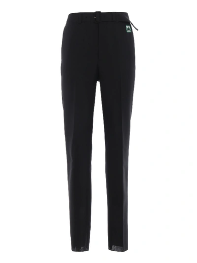 Prada Belted Mohair And Wool Blend Trousers In Black