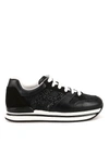 HOGAN H222 LEATHER AND GLITTER FABRIC SNEAKERS