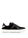 BOTTEGA VENETA WOVEN DETAIL LEATHER AND SUEDE SNEAKERS