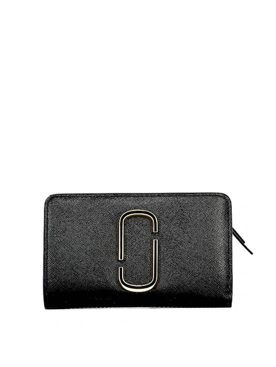 Marc Jacobs Snapshot Black And White Saffiano Wallet