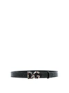 DOLCE & GABBANA LOGO BUCKLE TEXTURED LEATHER BELT