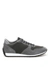 TOD'S GREY SUEDE AND TECHNICAL FABRIC SNEAKERS