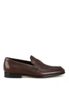 TOD'S TAPERED TOE DARK BROWN LEATHER LOAFERS
