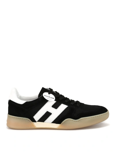 Hogan Black Nubuck And Tech Fabric Sporty Sneakers