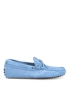 TOD'S SKY BLUE SUEDE LOAFERS WITH LACES