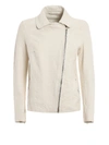 SALVATORE SANTORO WHITE TEXTURED LEATHER JACKET