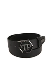 PHILIPP PLEIN STATEMENT BLACK LEATHER BELT