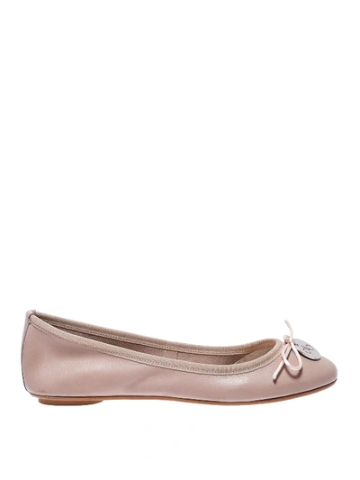Anna Baiguera Annette Flex Nude Leather Flats In Light Pink