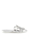 HOGAN SILVER LEATHER VALENCIA SLIDES