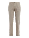 INCOTEX SLACKS BEIGE COTTON SLIM PANTS