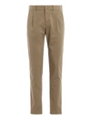 INCOTEX BEIGE COTTON SLIM TROUSERS WITH DARTS