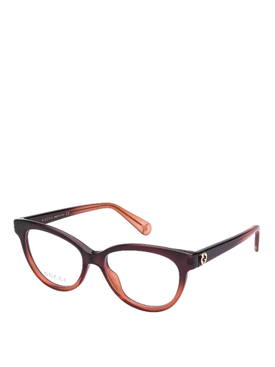 Gucci Shaded Oval Optical Glasses In Brown