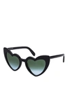 Saint Laurent Lou Lou Heart Shaped Black Sunglasses In Black