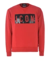 DSQUARED2 ICON RUBBERIZED PRINT RED SWEATSHIRT
