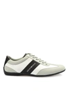 EMPORIO ARMANI COLOUR BLOCK LEATHER LACE-UP SNEAKERS
