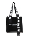 DOLCE & GABBANA STREET LOGO PRINT BLACK PVC SHOPPING BAG