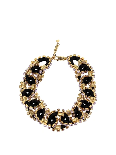 Dsquared2 Crystalized Cable Black Gold Necklace