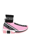 DOLCE & GABBANA SORRENTO PINK STRETCH JERSEY HI- TOP SLIP-ONS