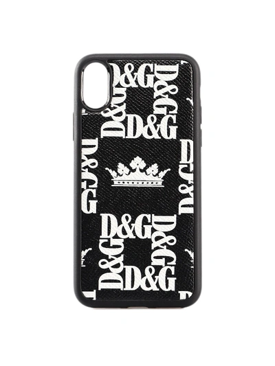 Dolce & Gabbana All Over Logo Lettering Iphone X Case In Black