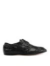 DOLCE & GABBANA BLACK WOVEN LEATHER DERBY SHOES
