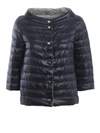 HERNO REVERSIBLE NAVY BLUE AND PEARL PUFFER JACKET