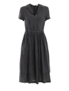 ASPESI GARMENT DYED LINEN FLARED DRESS