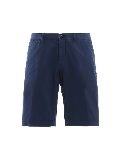 Moncler Blue Stretch Cotton Shorts In Navy