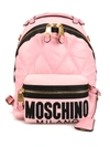 MOSCHINO PINK DIAMOND QUILTED NYLON BACKPACK
