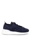 TOD'S NAVY PERFORATED SUEDE RUNNING SNEAKERS