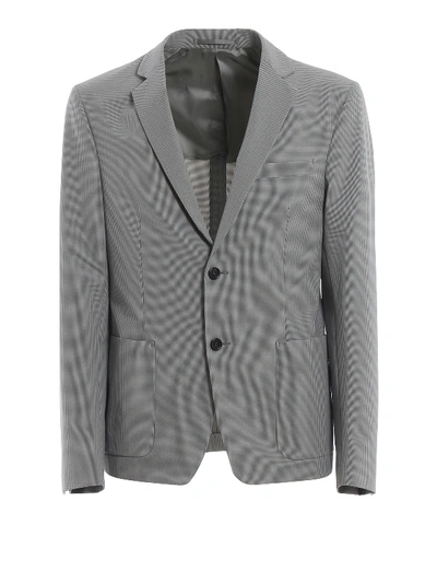 Prada Micro Check Tech Unlined Blazer In Grey