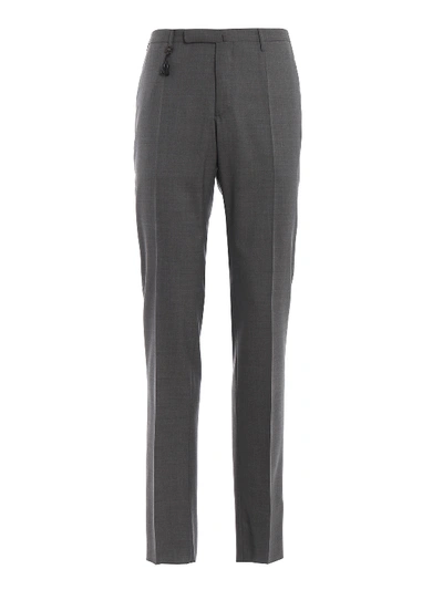 Incotex Slim Fit Trousers In Melange Gray Wool In Grey