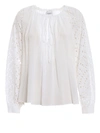 DONDUP BRODERIE ANGLAISE AND COTTON GAUZE BLOUSE