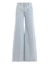 OFF-WHITE STRIPED DENIM FLARED JEANS