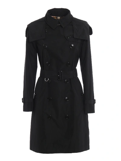 Burberry Kensington Black Tech Fabric Trench Coat