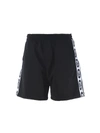 MCQ BY ALEXANDER MCQUEEN BLACK COTTON SHORTS WITH BRANDED BANDS
